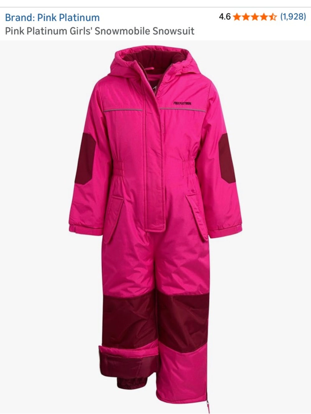 Pink Platinum Bright Hot Pink Girls' Snowsuit with Berry Panels